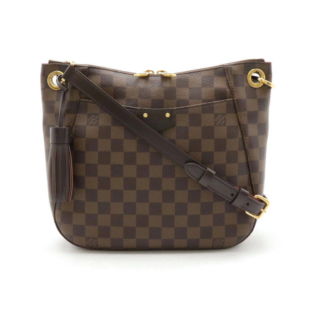 LOUIS VUITTON Damier South Bank Shoulder Bag Crossbody Fringe Tassel Charm